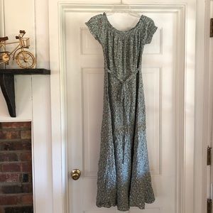 Adored Vintage Green Floral Off Shoulder Dress